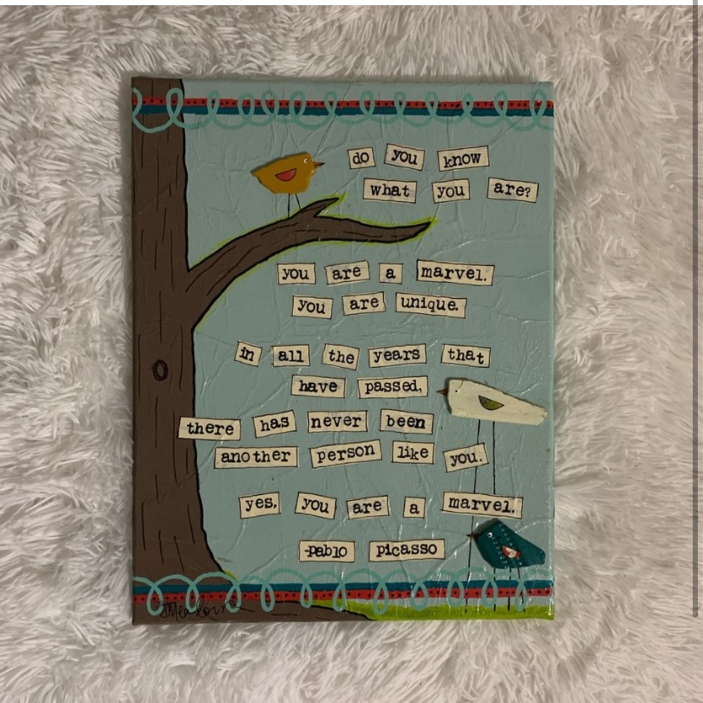 Pablo Picasso quote mixed-media canvas •NOT MY ART